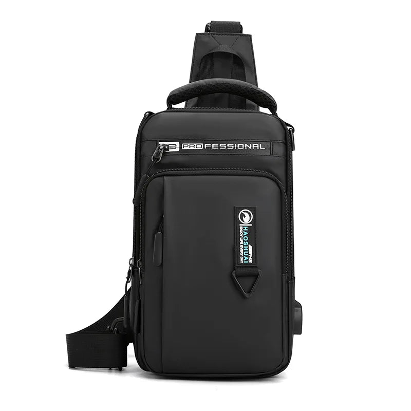 Men Nylon Crossbody Bag with USB Charging Port Multifunction Outdoor Travel Waterproof Daypack Male Casual Messenger Chest Bags