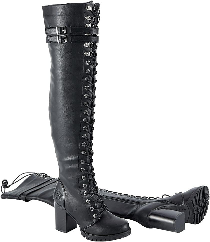 Women'S over the Knee Boots Ladies Lace up Tall Boots with Zip Buckle Soft Thigh High Boots for Women