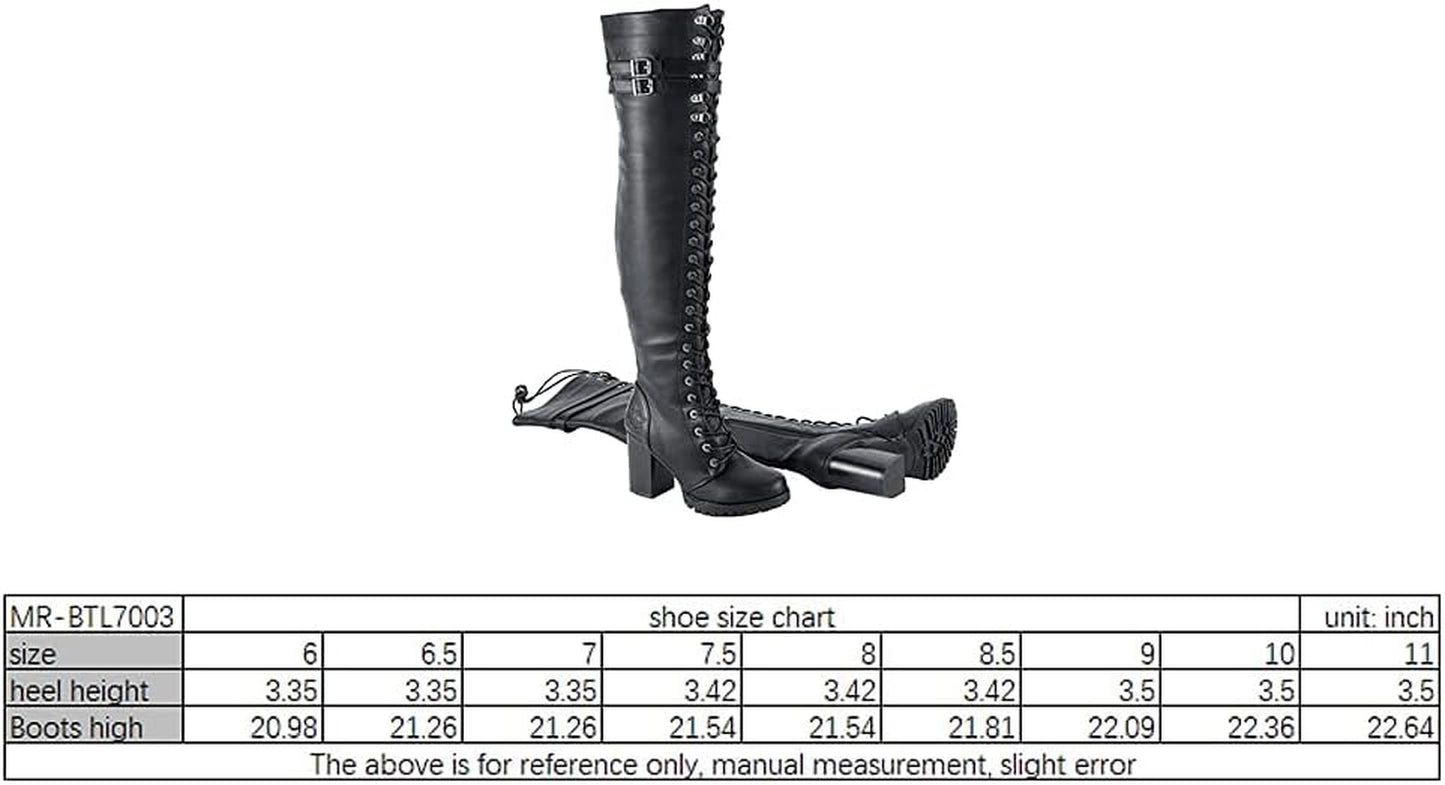 Women'S over the Knee Boots Ladies Lace up Tall Boots with Zip Buckle Soft Thigh High Boots for Women