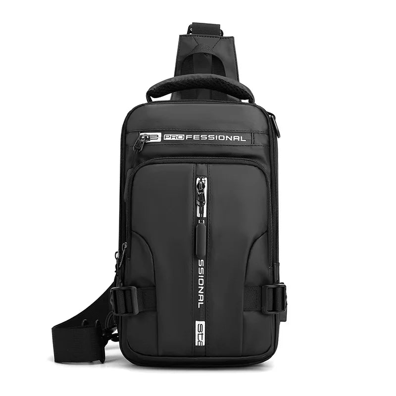 Men Nylon Crossbody Bag with USB Charging Port Multifunction Outdoor Travel Waterproof Daypack Male Casual Messenger Chest Bags