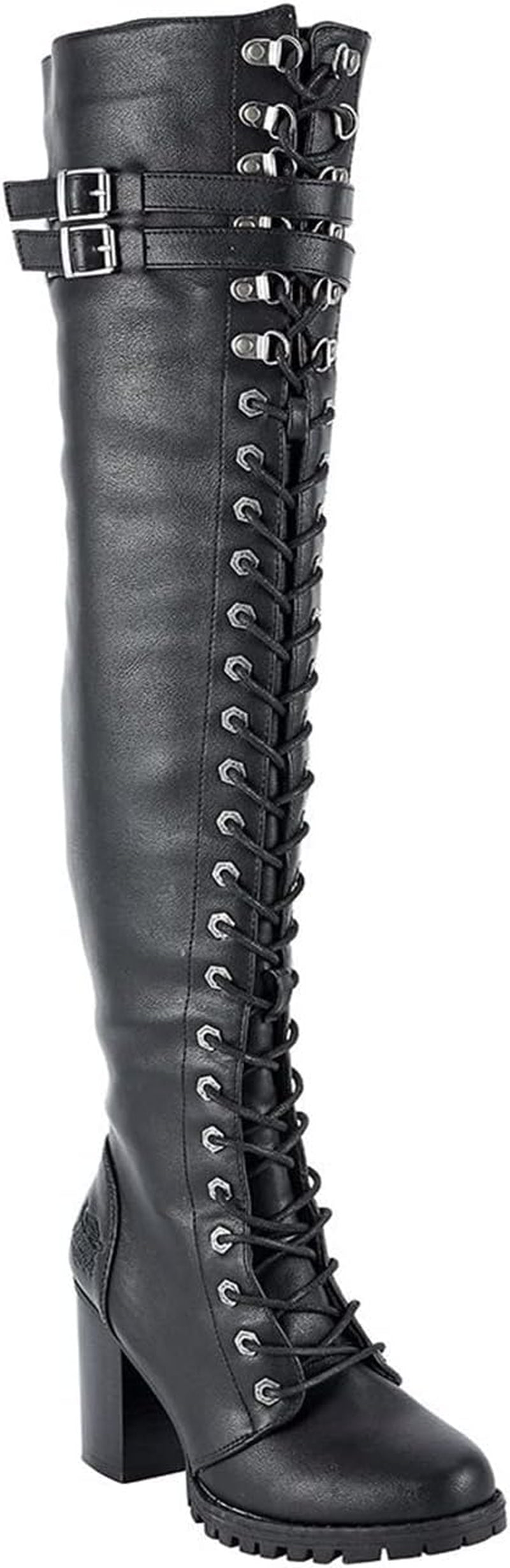 Women'S over the Knee Boots Ladies Lace up Tall Boots with Zip Buckle Soft Thigh High Boots for Women