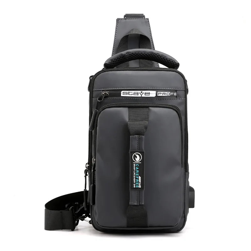 Men Nylon Crossbody Bag with USB Charging Port Multifunction Outdoor Travel Waterproof Daypack Male Casual Messenger Chest Bags